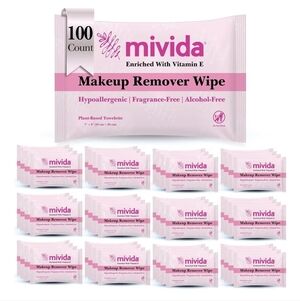 MIVIDA Pink Makeup Remover Wipes - 100 Count